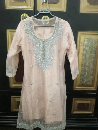 Net Organza pink peach colour XL size