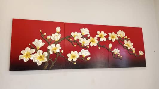 embossed floral painting