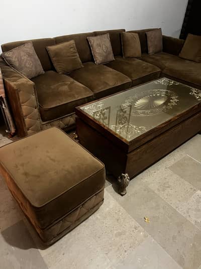 Corner sofa with table for sale