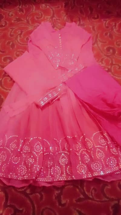 light Pink color Maxi with dupatta trouser belt  beautiful maxi