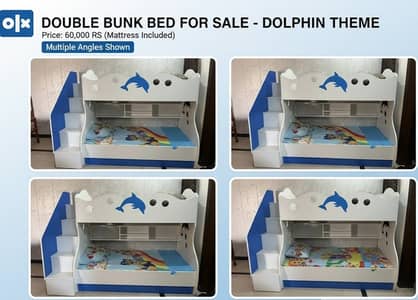 Bunk bed with new mattress | Baby bed | Double bed | kids bed