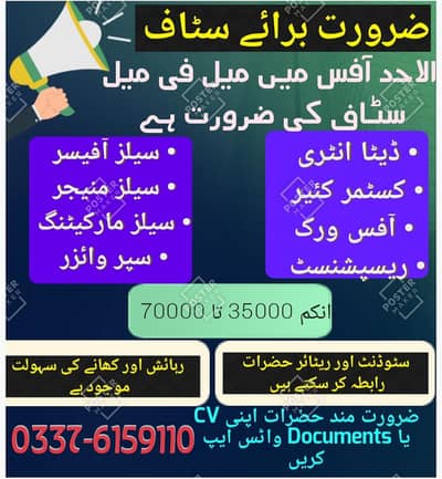 Need staff male and Female