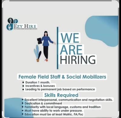 Need only female staff for our medical and I. t equipment's company