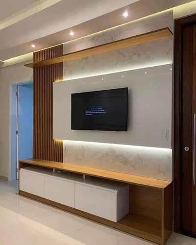 Media wall, Wallpaper,vinyl & wood flooring ceiling,Wpc Wall Panel