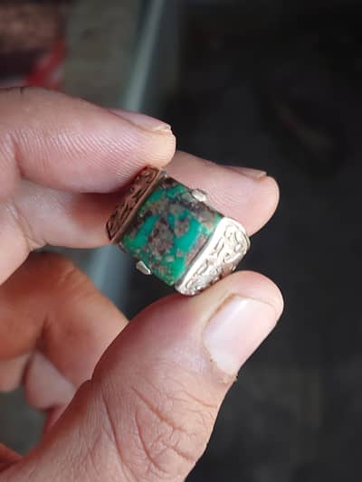 Natural orignal Feroza chandi ring  moissanite diomonds chandi ring