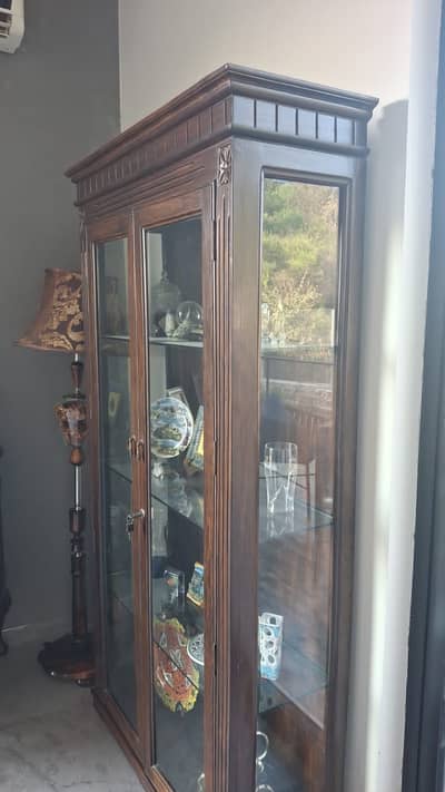 Wardrobe | Sheesham & Glass China Cabinet (3×7 ft)–Beautiful Condition