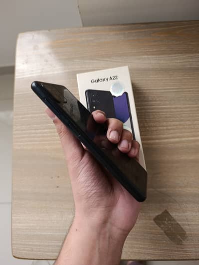 Samsung Mobile A22 6/128gb with box With 6gb extended ram