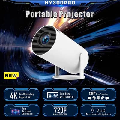 HY300 Plus Upgraded 4K Mini Projector - Auto Focus