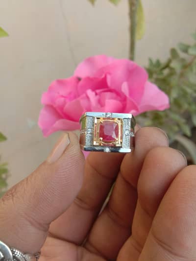 GOrgeOus Natural Ruby (Kabuli Afghanistan) in Fancy Pure Silver Ring