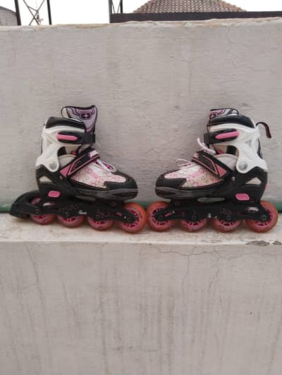 Kids Adjustable Inline Skates (6–8 Years) – Pink | Good Condition