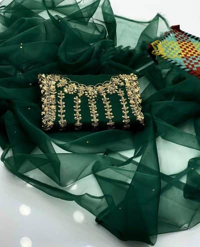 2 PCs women unstitched ladies organza suits