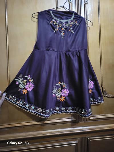 Hand embroidery baby frok stiched with simple capri