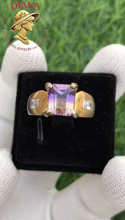 (Natural-Ametrine) Ladies Silver Ring Top Quality