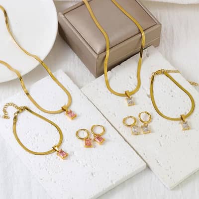 stainless steel blade necklace bracelet earings