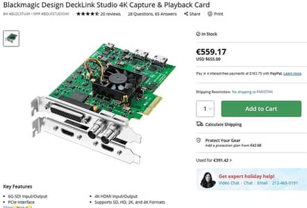 Blackmagic Design DeckLink Studio 4K Capture & Playback Card