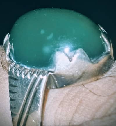 Dark green hakik chandi ki anguthi