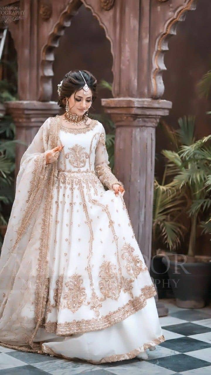 gold walima dress Olive Green Walima Bridal Dress main image 1