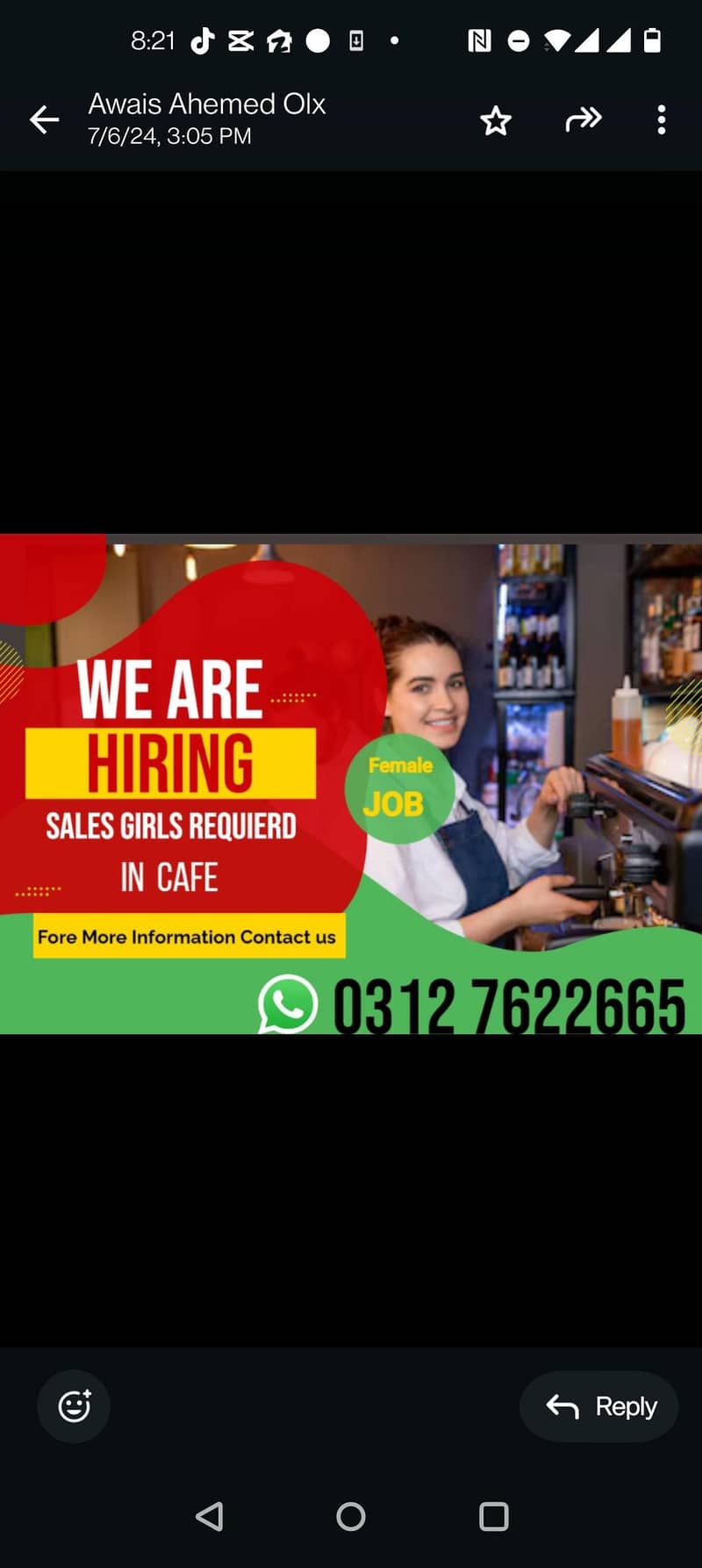 گرلز کالج کے کیفے میں کاؤنٹر پر فیمیل سیل سٹاف کیضرورت ہے 0