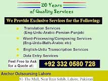 English Urdu Arabic Translation and Transcription Services Provided