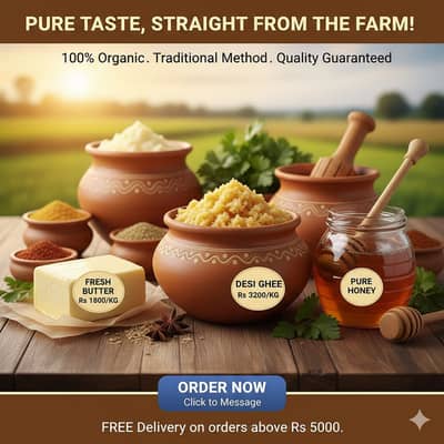Fresh and organic honey desi ghee and butter at whole sale rate