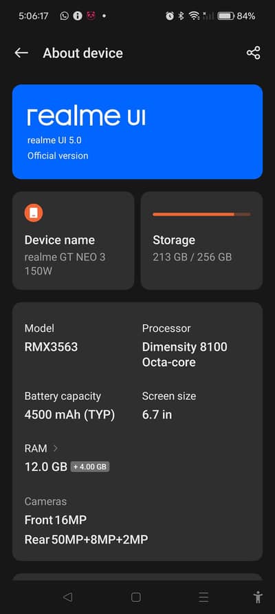 Realme GT Neo 3, PTA - box charger cable