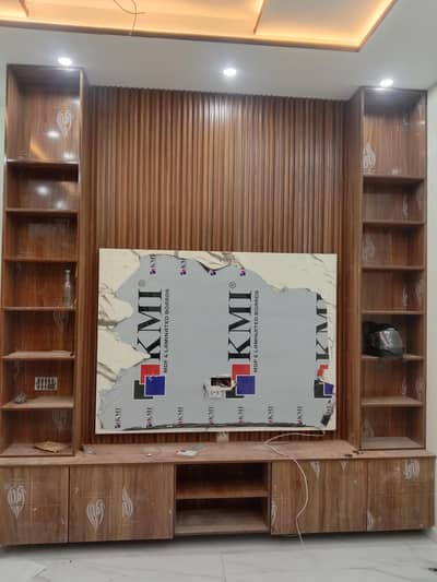 Media Wall, cabinets, Office partion, cages, wallpaper, Doors