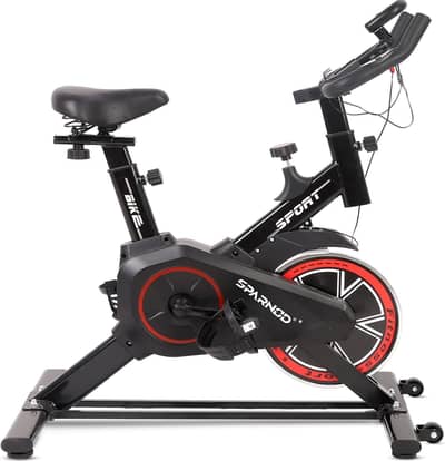 Sparnod Fitness Spin Bike Exercise Cycle for Home Gym Heavy Duty Wheel