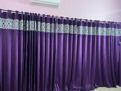 purple velvet curtains seven pieces