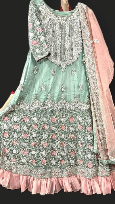 Sea green and peachy pink long Maxi