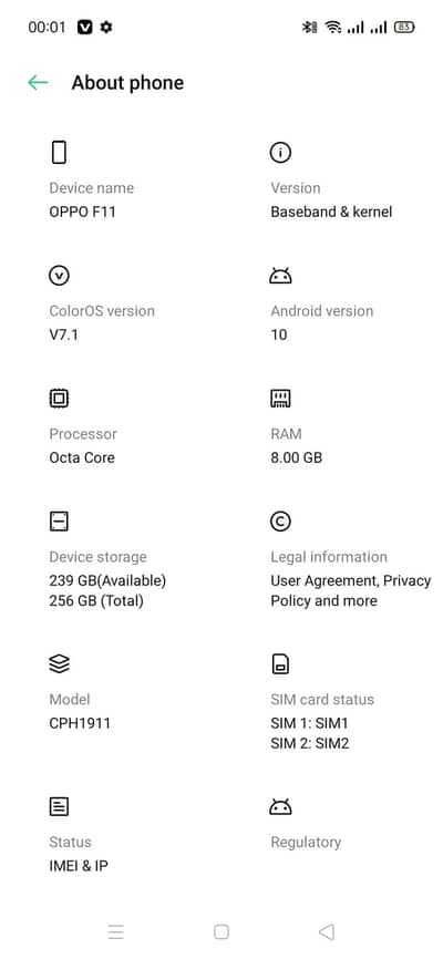 OPPO F11 8gb 256 original mobile