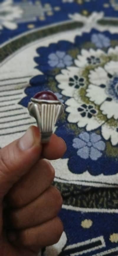 Original 1.8 Tola chandi ring with pure Yaqoot  iran