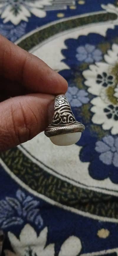 original Chandi 0.8 Tola ring with pure Dur e Najaf