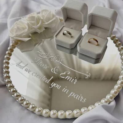 Customized Nikkah / Engagement Mirror Ring Tray