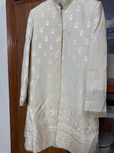Off White Sherwani Embroidered
