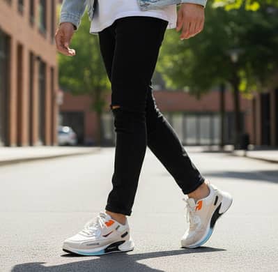 Men's Cream-Orange Sports Sneakers