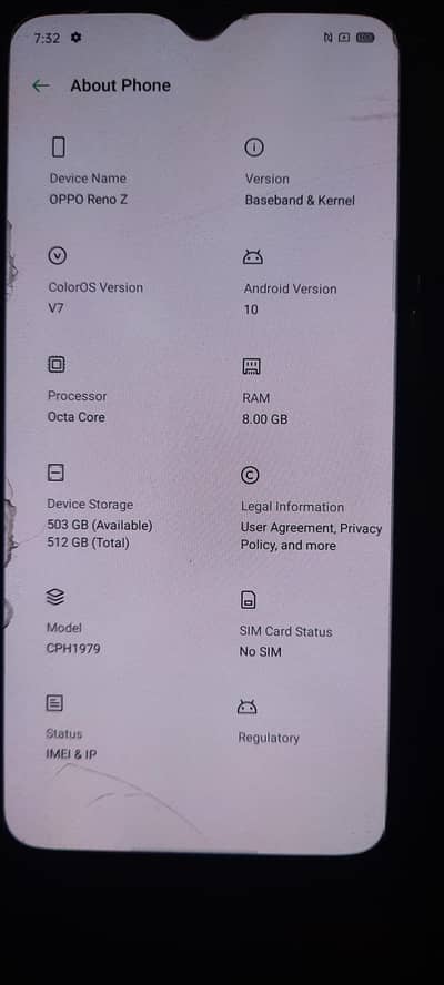 Exchange With PTA 512Gb Oppo Reno Z