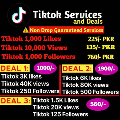 Tiktok Likes TikTok views Tiktok Followers at cheap rate Non Drop