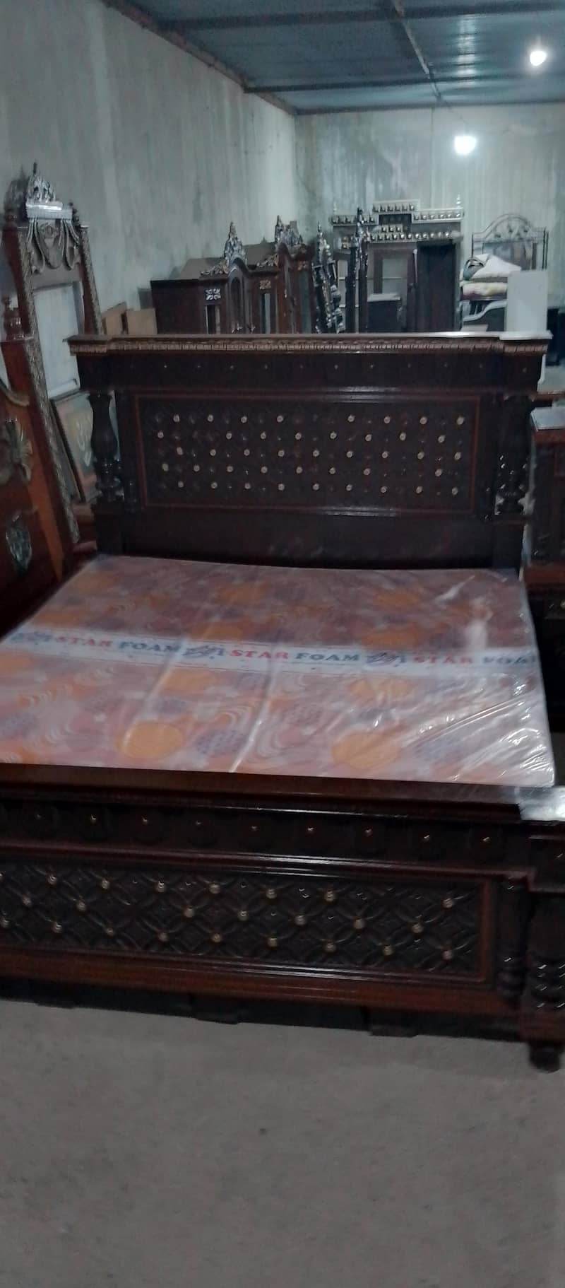 solid king size bed dressing and side tables 0