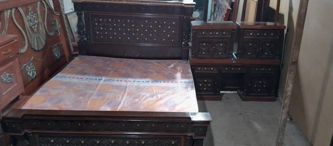 solid king size bed dressing and side tables 1