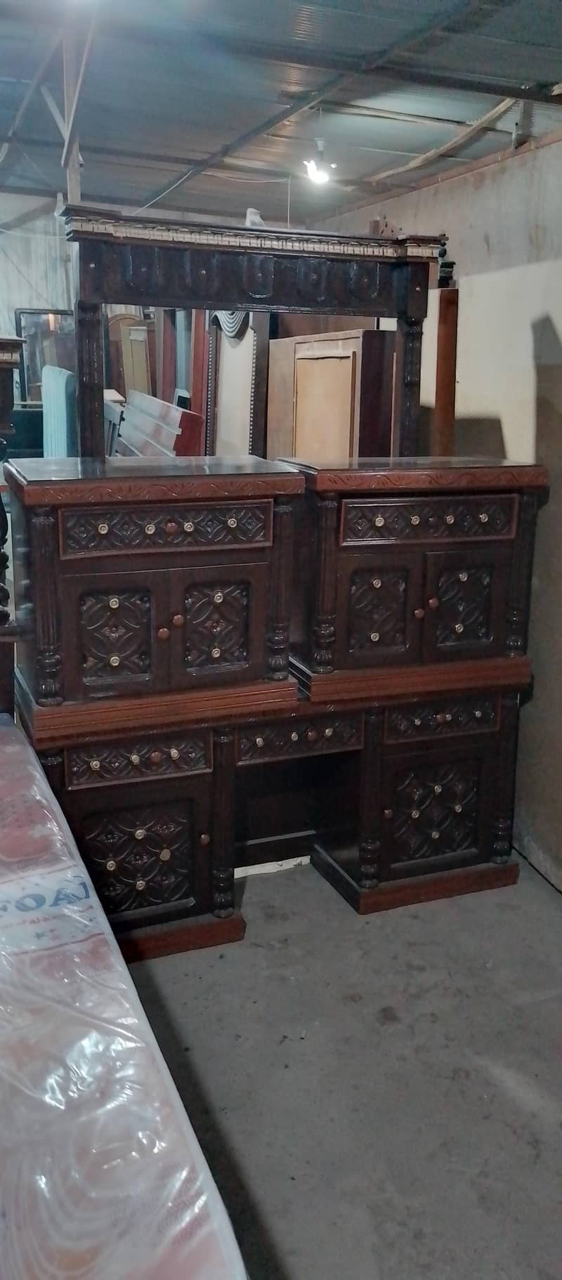 solid king size bed dressing and side tables 2