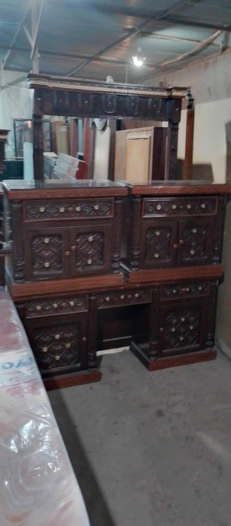 solid king size bed dressing and side tables 3