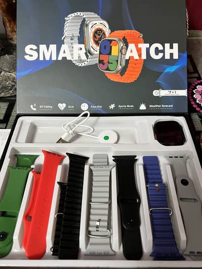 Ultra smart watch with 7 straps brand new