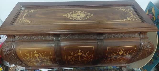 Solid wood console with storage