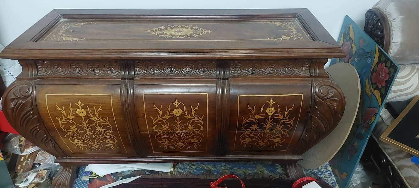 Solid wood console with storage 1