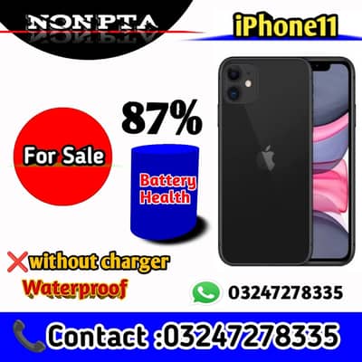 iphone11 Black colour Non PTA storage 64Gb Battery Health 87%