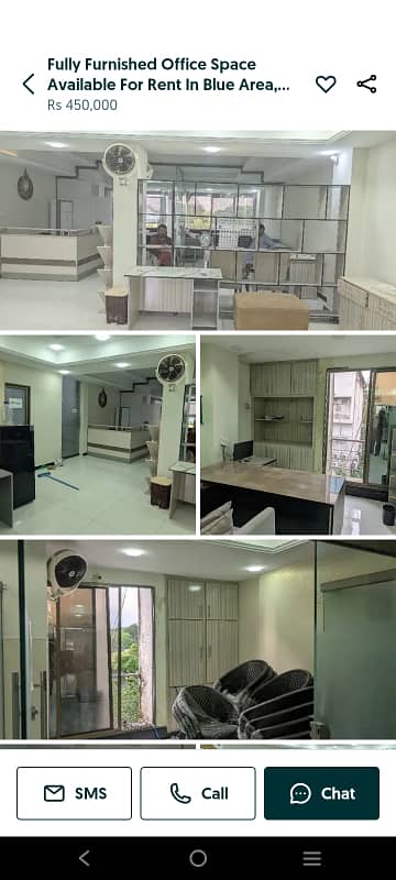 Blue area office 1800 square feet fully furnished for rent