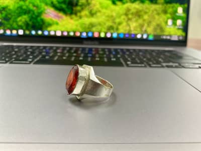 Silver Ring with Red Zircon