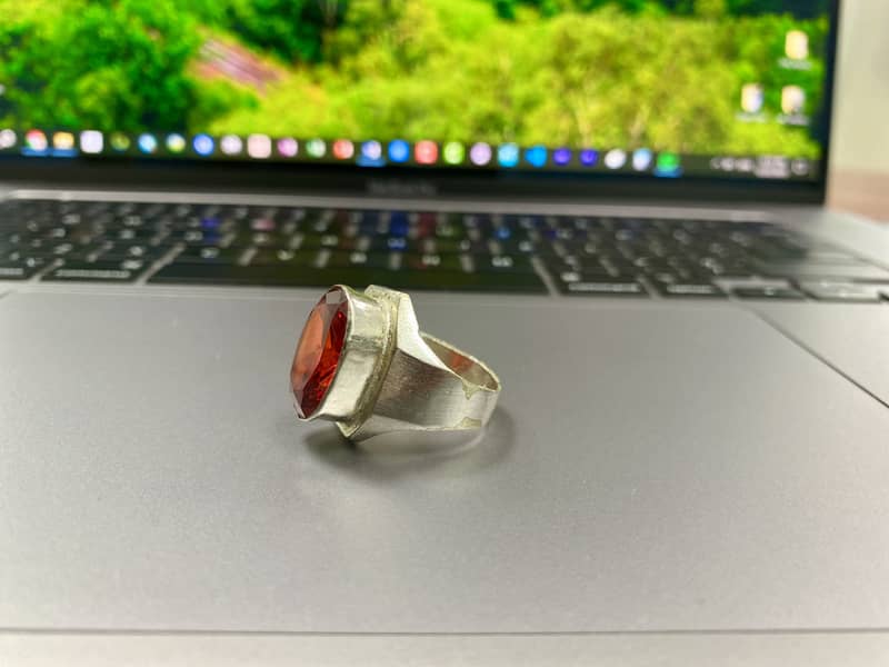Silver Ring with Red Zircon 0