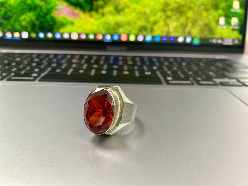 Silver Ring with Red Zircon 2