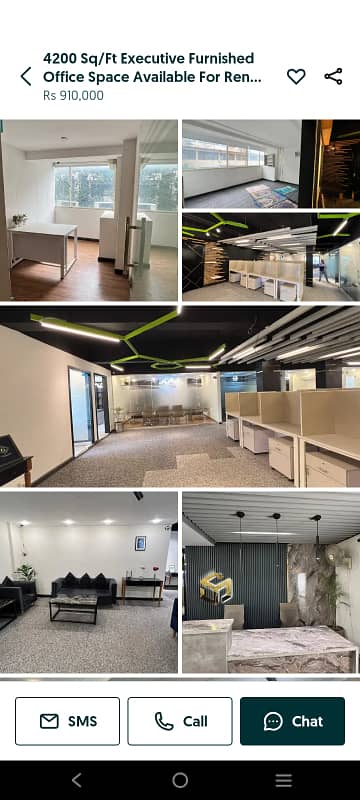 Blue area office 4200 square feet fully furnished jinnah avenue for Rent